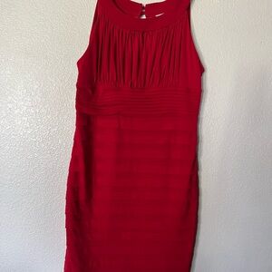 Aa Studio Red Ruched Halter Midi Dress